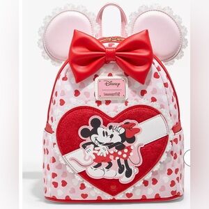 Loungefly Disney Minnie & Mickey Mouse Valentine’s Day chocolate backpack NWT